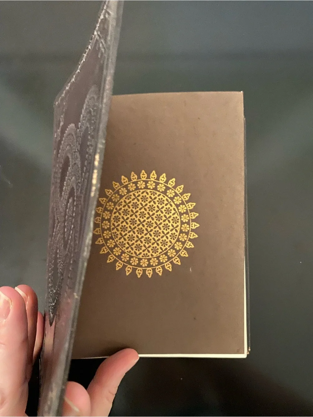 Embossed brown faux leather journal